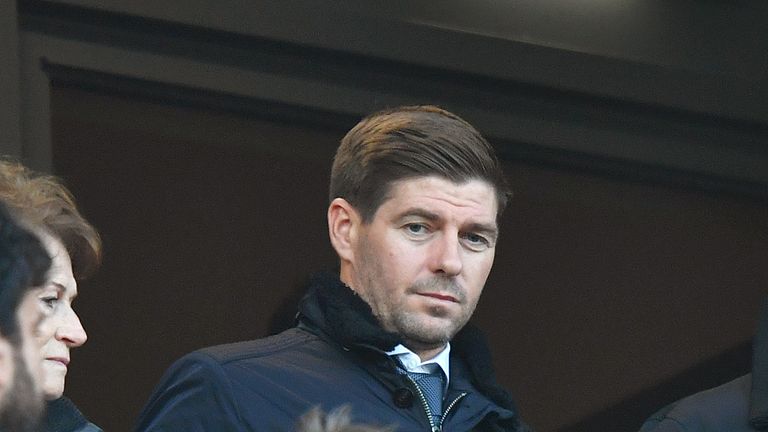 Former Liverpool player Steven Gerrard in the stands before the Premier League match at Anfield, Liverpool.