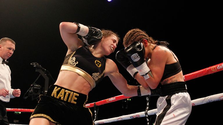 BIG CITY DREAMS .SSE ARENA,WEMBLEY,LONDON.PIC;LAWRENCE LUSTIG.Super-Featherweight Contest .KATIE TAYLOR......................vKARINA KOPINSKA