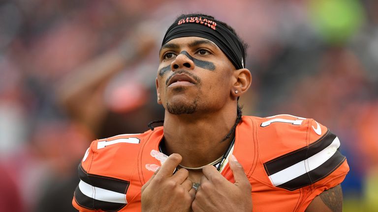 CLEVELAND, OH - OCTOBER 30:  Terrelle Pryor #11 of the Cleveland Browns looks on during the fourth quarter against the New York Jets at FirstEnergy Stadium