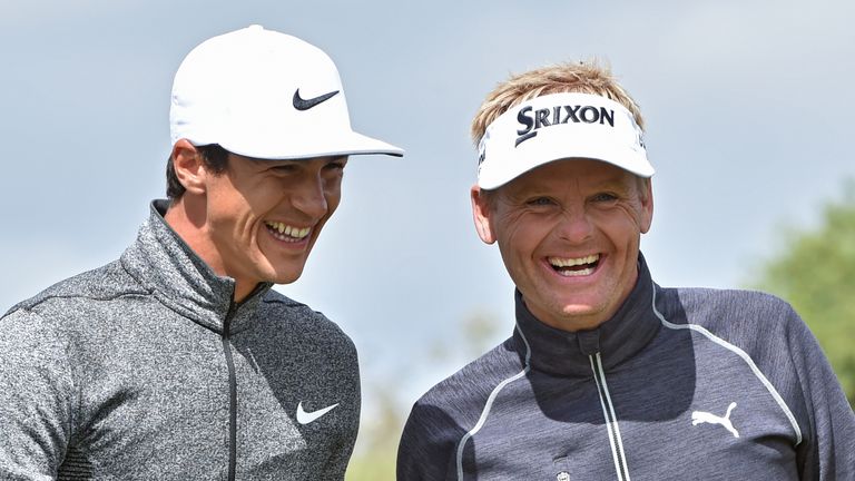 Thorbjorn Olesen and Soren Kjeldsen of Denmark during the third day of the World Cup of Golf on the Kingston Heath course