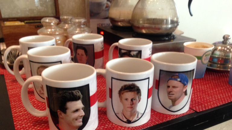 England players can use their own mugs, with their pictures on, in the hotel