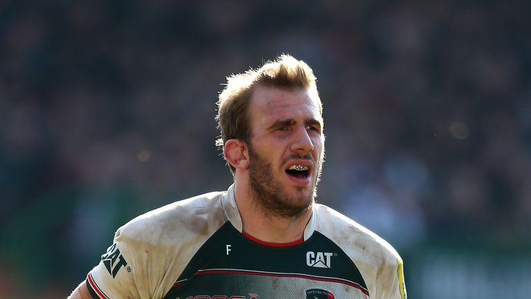 LEICESTER, ENGLAND - APRIL 02:  Tom Croft of Leicester looks on during the Aviva Premiership match between Leicester Tigers and Gloucester at Welford Road 