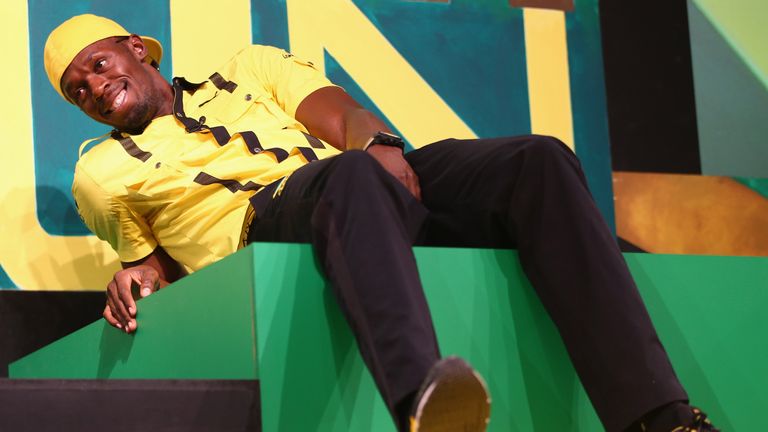 Bolt doing what he does best during down time at London 2012 Olympics