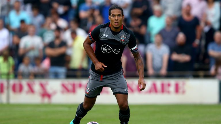 Virgil van Dijk of Southampton runs with the ball  during the friendly match between Twente Enschede and FC Southampton 