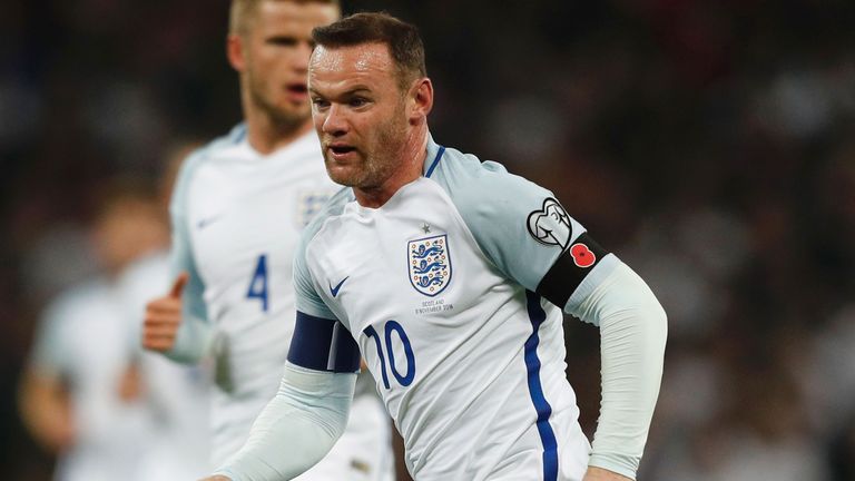 Wayne Rooney in action during the World Cup 2018 qualififier against Scotland