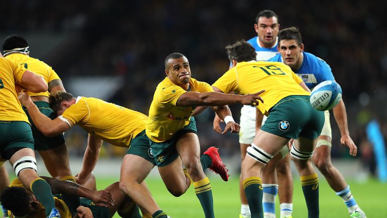 Will Genia of Australia passes the ball during The Rugby Championship 