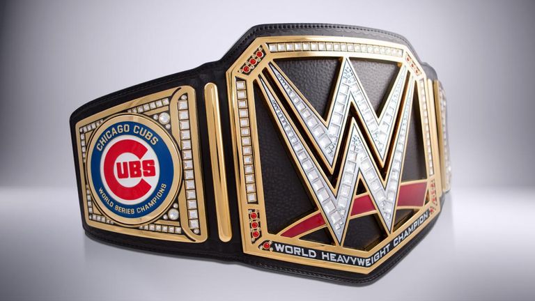 WWE's custom made title for MLB champion Chicago Cubs