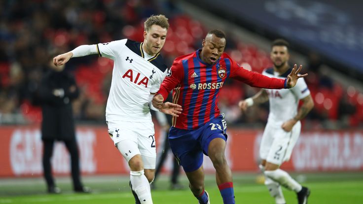 Tottenham's Christian Eriksen in action against CSKA Moscow