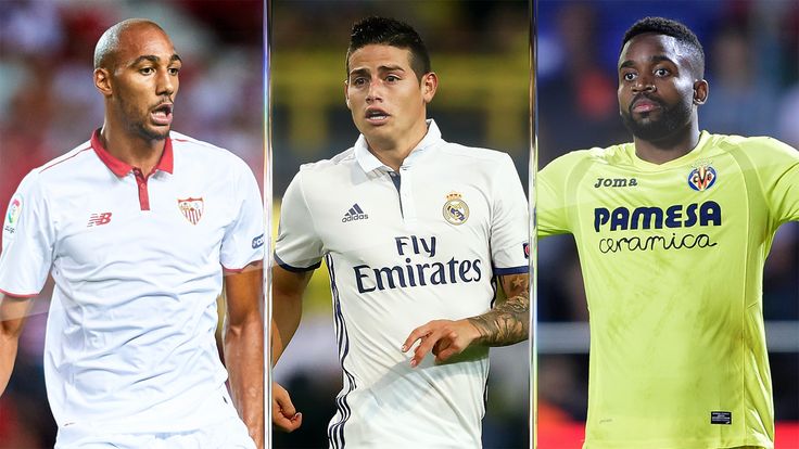 Steven N’Zonzi, James Rodriguez and Cedric Bakambu