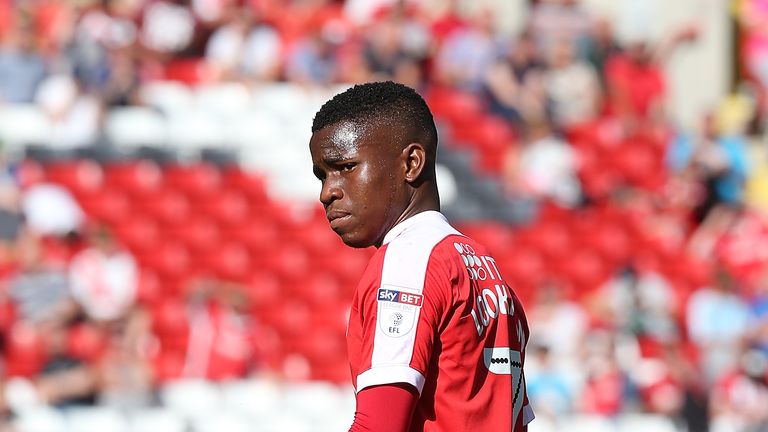 Ademola Lookman playing for Charlton Athletic against Northampton Town early in the season
