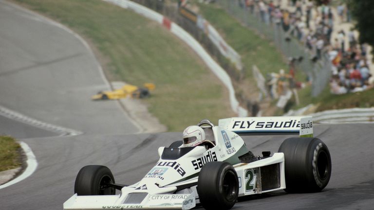 Alan Jones drives the #27 Williams Grand Prix Engineering Williams FW06 Ford Cosworth during the British Grand Prix on 16 July 1978 at the Brands Hatch cir