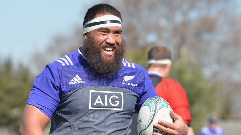 Charlie Faumuina during an All Blacks training session