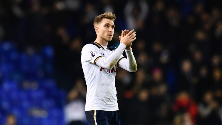 Eriksen shows HIS appreciation to Tottenham's fans after they beat Hull at White Hart Lane