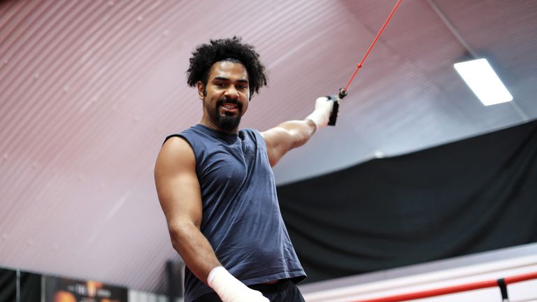 LONDON,UNITED KINGDOM - NOVEMBER 23: Boxer David Haye works out at his gym in Vauxhall on November 23, 2016 in London, England. (Photo by Richard Heathcote