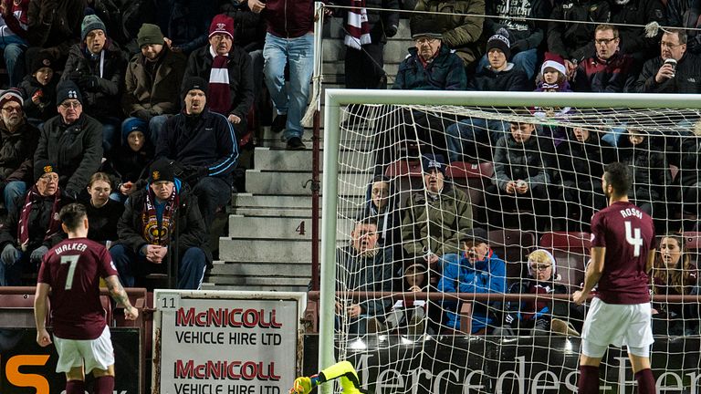 Hearts keeper Jack Hamilton is unable to prevent Sean Welsh (out of picture) from equalising for Thistle