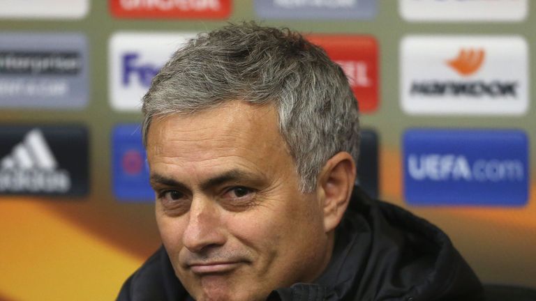 Jose Mourinho, manager of Manchester United, at Central Stadium Chernomorets in Odessa, Ukraine, ahead of Europa League clash v Zorya Luhansk