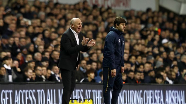 MIke Phelan (left) shouts instructions to his Hull players at White Hart Lane