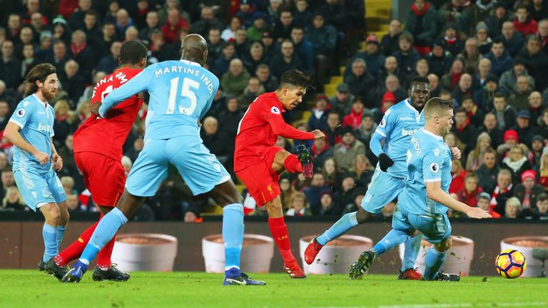 Roberto Firmino goal, Liverpool v Stoke City, Premier League