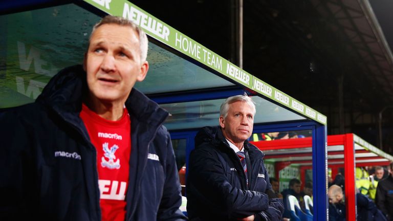Keith Millen (l) with Alan Pardew at Selhurst Park