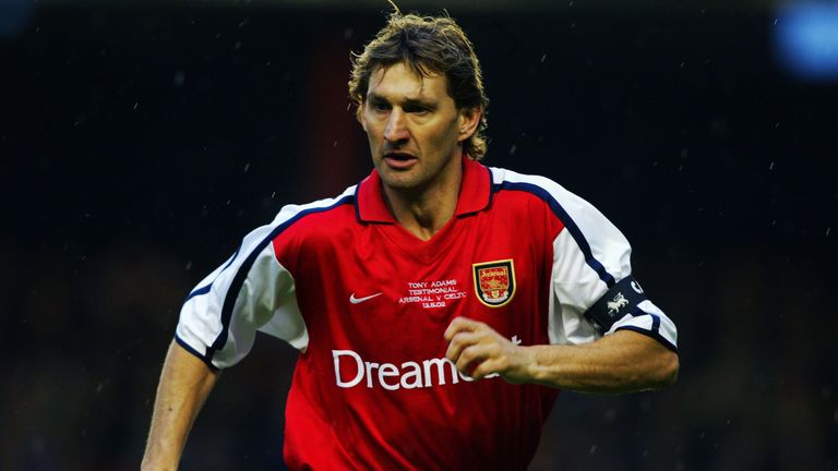 ony Adams of Arsenal in action during The Tony Adams Testimonial match between Arsenal and Celtic played at Highbury, in London on May 13, 2002. 
