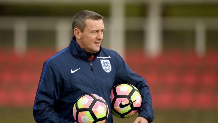 Aidy Boothroyd manager of the England U21 team during a training session at St George's Park