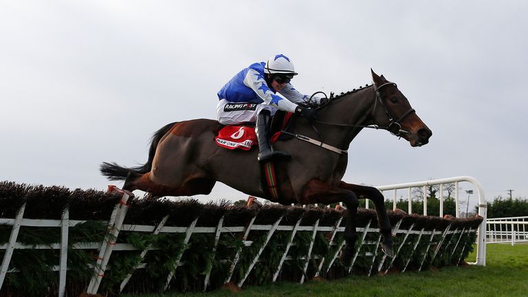 Danny Mullins riding Airlie Beach clear the last to win the Bar One Racing Royal Bond Novice Hurdle at Fairyhouse 