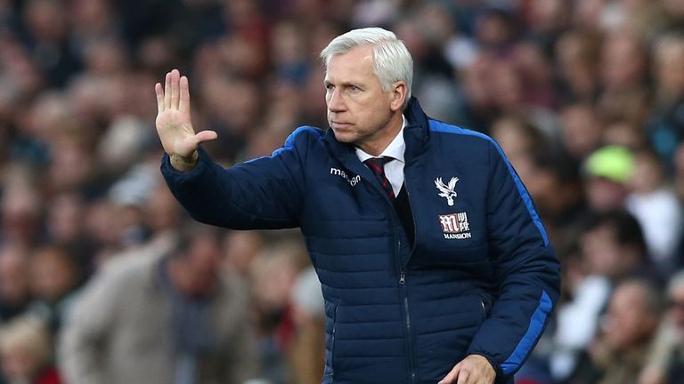Alan Pardew, Manager of Crystal Palace gestures during the Premier League match between Swansea City and Crystal Palace