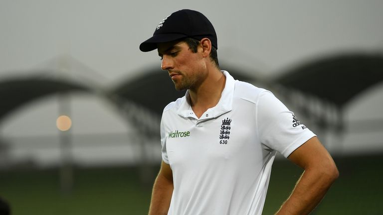 DHAKA, BANGLADESH - OCTOBER 30:  England captain Alastair Cook reacts after losing the second Test match between Bangladesh and England at Sher-e-Bangla Na