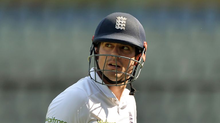 Alastair Cook walks back to the pavillion after his dismissal on day one of the fourth Test against India