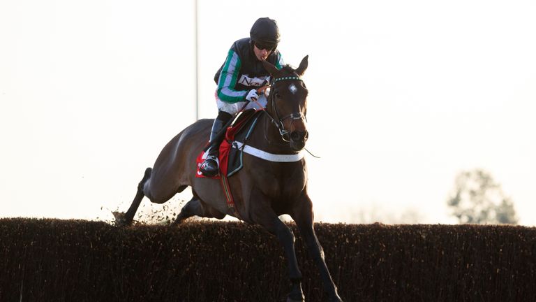 Altior, ridden by Noel Fehily, jumps the last well clear on the way to victory in the 32Red.com Wayward Lad Novices' Chase.