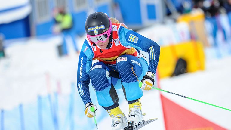 Anna Holmlund of Sweden takes 1st place during the FIS Freestyle Ski World Cup in Arosa, Switzerland