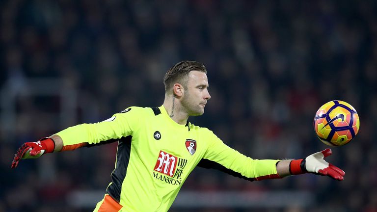 BOURNEMOUTH, ENGLAND - DECEMBER 13:  Goalkeeper Artur Boruc of AFC Bournemouth takes a goal kick during the Premier League match between AFC Bournemouth an