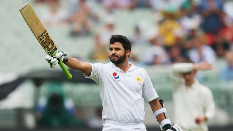 MELBOURNE, AUSTRALIA - DECEMBER 27:  Azhar Ali of Pakistan celebrates making a century during day two of the Second Test match between Australia and Pakist
