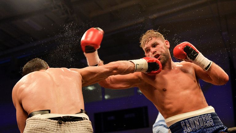 Billy Joe Saunders in action against Artur Akavov