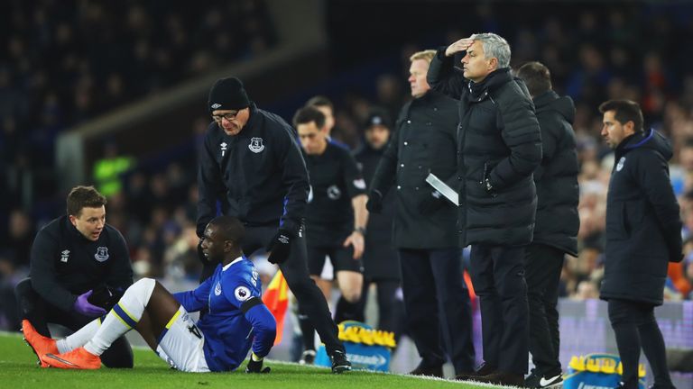 Yannick Bolasie is treated during the draw with Manchester United