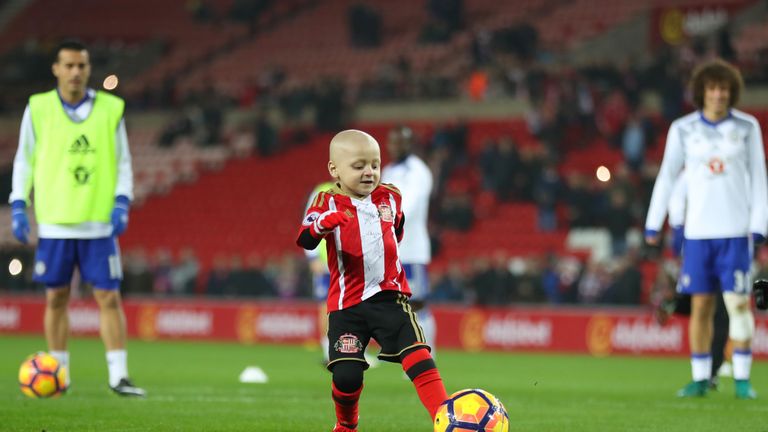 SUNDERLAND, ENGLAND - DECEMBER 14:  Bradley Lowrey, kicks the ball in a warm uo prior to kick off during the Premier League match between Sunderland and Ch