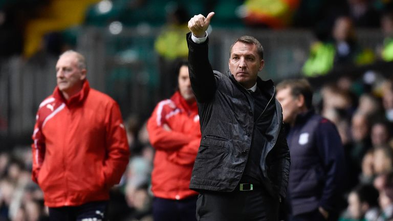 Celtic manager Brendan Rodgers on the touchline against Dundee