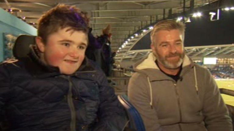 Sam Elliott attends Brighton match with his father