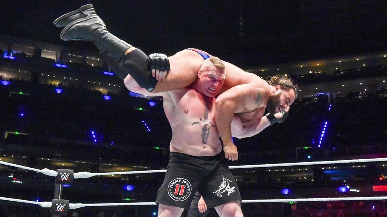 WWE - Brock Lesnar beats Rusev in Mexico City