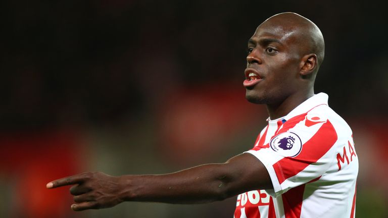 STOKE ON TRENT, ENGLAND - NOVEMBER 19: Bruno Martins Indi of Stoke City during the Premier League match between Stoke City and AFC Bournemouth at Bet365 St