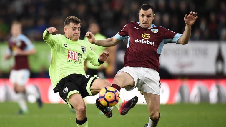 Ryan Fraser and Dean Marney compete for the ball