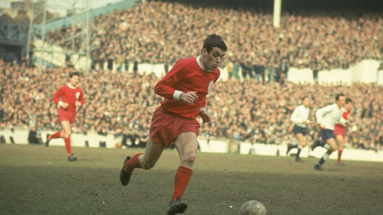 Liverpool's Ian Callaghan against Tottenham in 1975