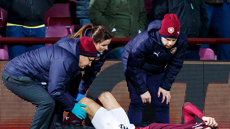Hearts' Callum Paterson opened the scoring but was then taken off through injury