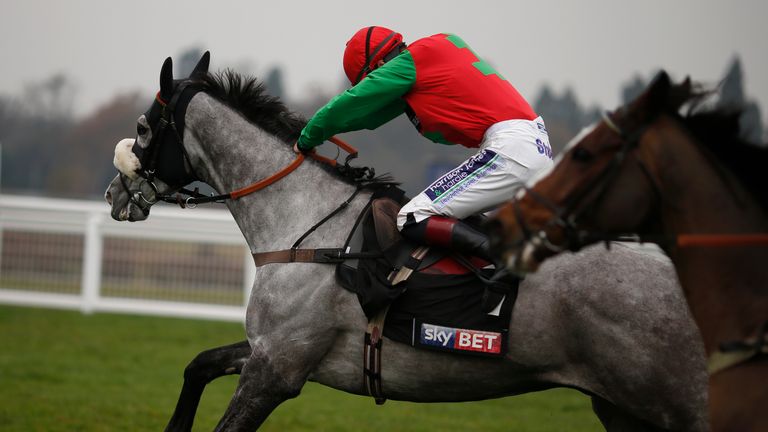 Sam Twiston-Davies riding Capitaine to win the Sky Bet Supreme Trial Novices' Hurdle at Ascot