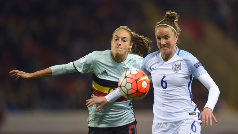 New Liverpool Ladies star Casey Stoney (R) first spoke publicly about being gay in 2014