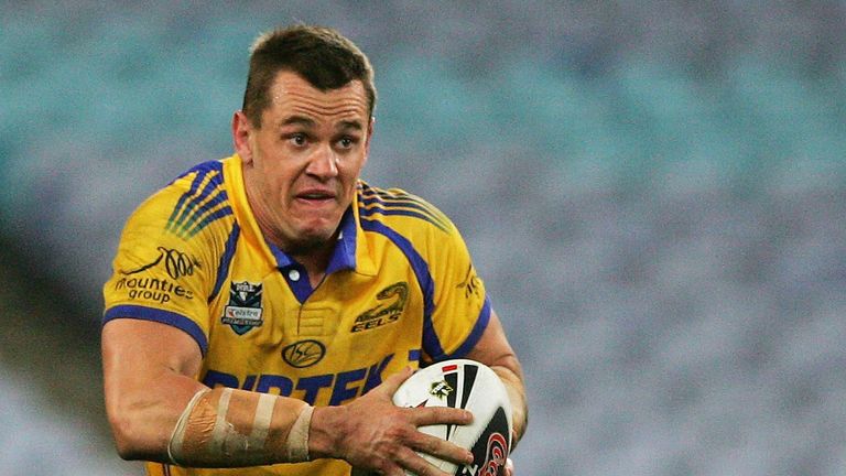 SYDNEY, AUSTRALIA - JUNE 04:  Chad Robinson of the Eels runs with the ball during the round 12 NRL match between the Wests Tigers and the Parramatta Eels a