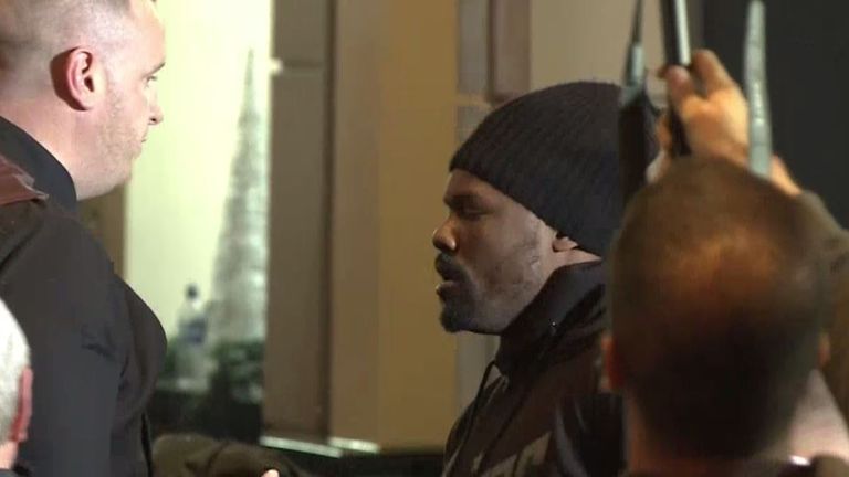 Dereck Chisora moments after kicking off at press conference