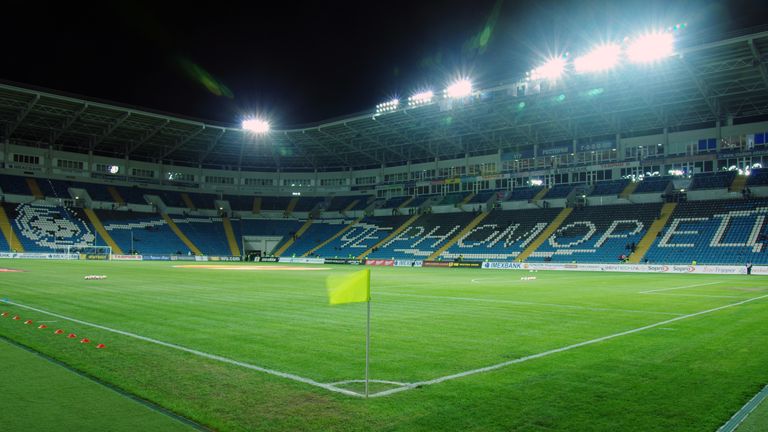 ODESSA, UKRAINE - OCTOBER 3:  General view of the Chornomorets Stadium, home of FC Chornomorets Odesa taken during the UEFA Europa League group stage match