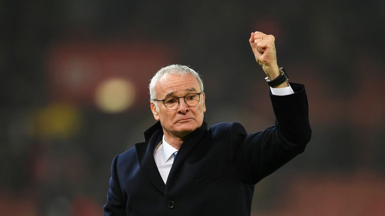 STOKE ON TRENT, ENGLAND - DECEMBER 17:  Claudio Ranieri, Manager of Leicester City shows appreciation to the fans after the final whistle during the Premie