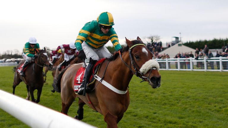 Mark Walsh riding Coney Island to victory in the Bar One Racing Drinmore Novice Chase at Fairyhouse 